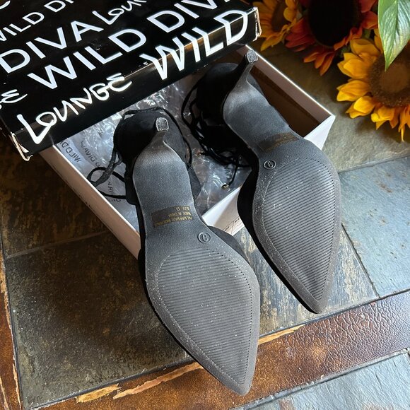 Wild Diva Lounge “Marie” Black Suede Strappy Evening Stiletto Pump - Picture 10 of 10